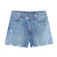 Shorts en denim droit taille croisée pour femmes