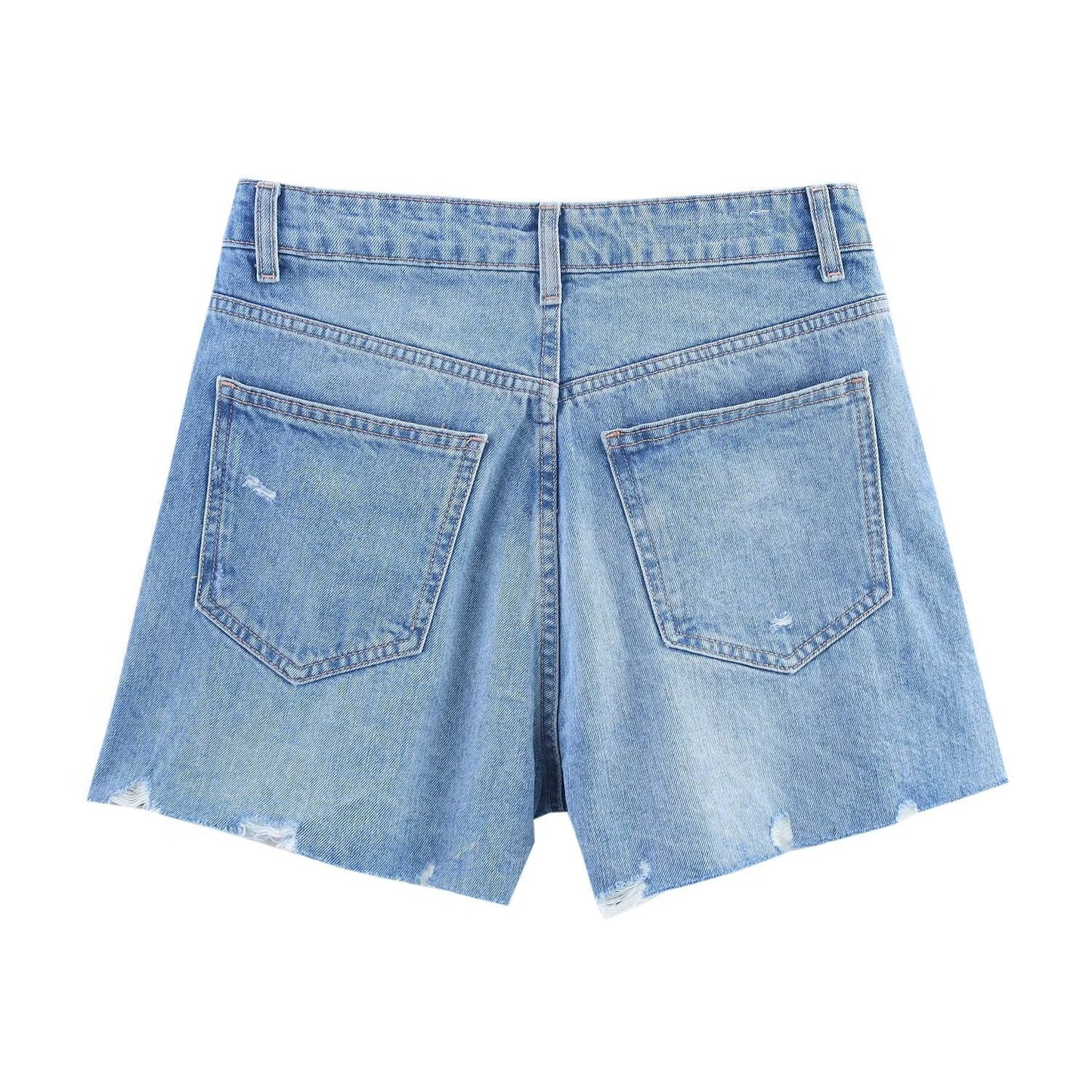 Shorts en denim droit taille croisée pour femmes