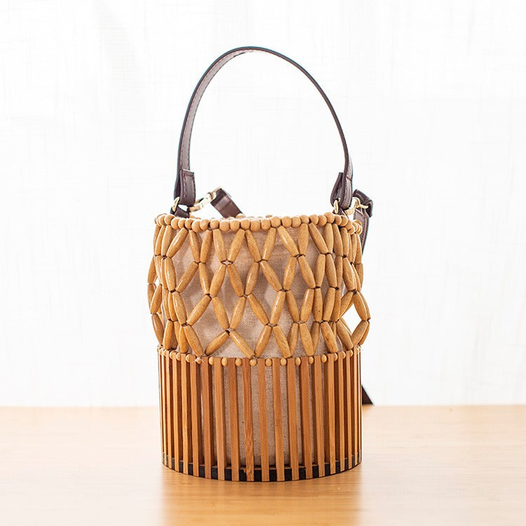 Bolso Cruzado de Bambú Tejido a Mano para Salidas Elegantes
