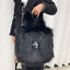 Crossbody Tote Bag Imitation Raccoon Fur Grass Plush Large Capacity Tote Bag Personalized Retro - Korvel