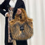 Crossbody Tote Bag Imitation Raccoon Fur Grass Plush Large Capacity Tote Bag Personalized Retro - Korvel