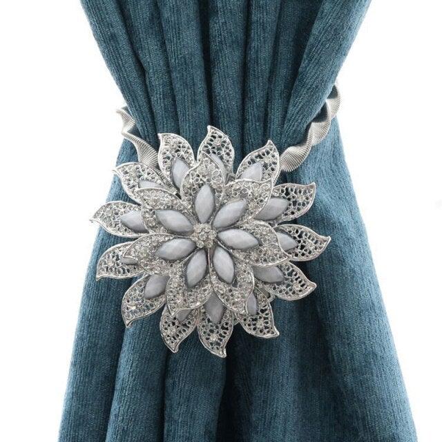 Elegant Crystal Curtain Tiebacks with Magnetic Holders
