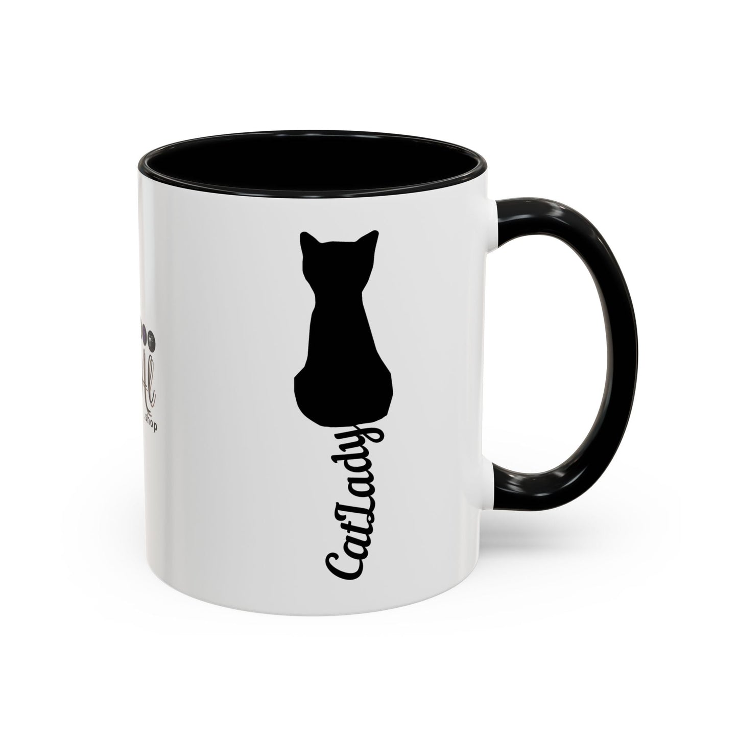 Taza de café Cursive Tail Cat Lady