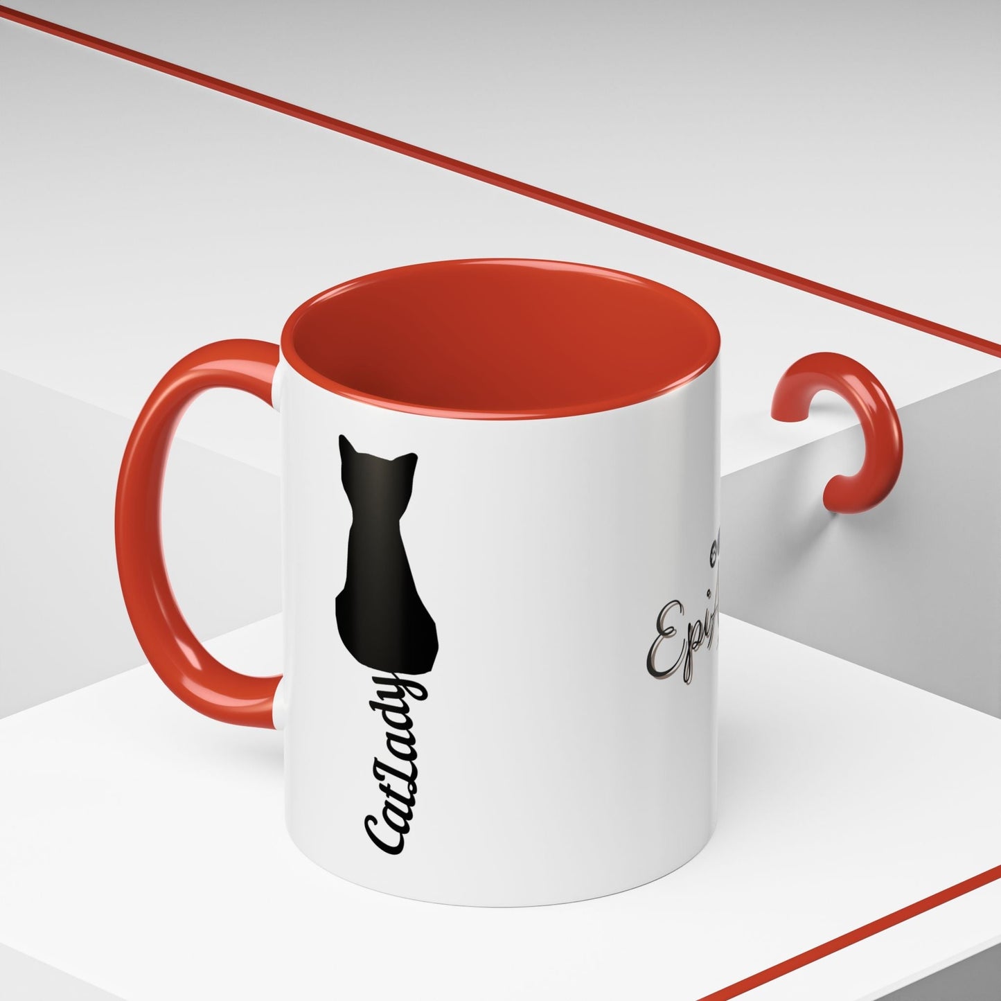 Taza de café Cursive Tail Cat Lady