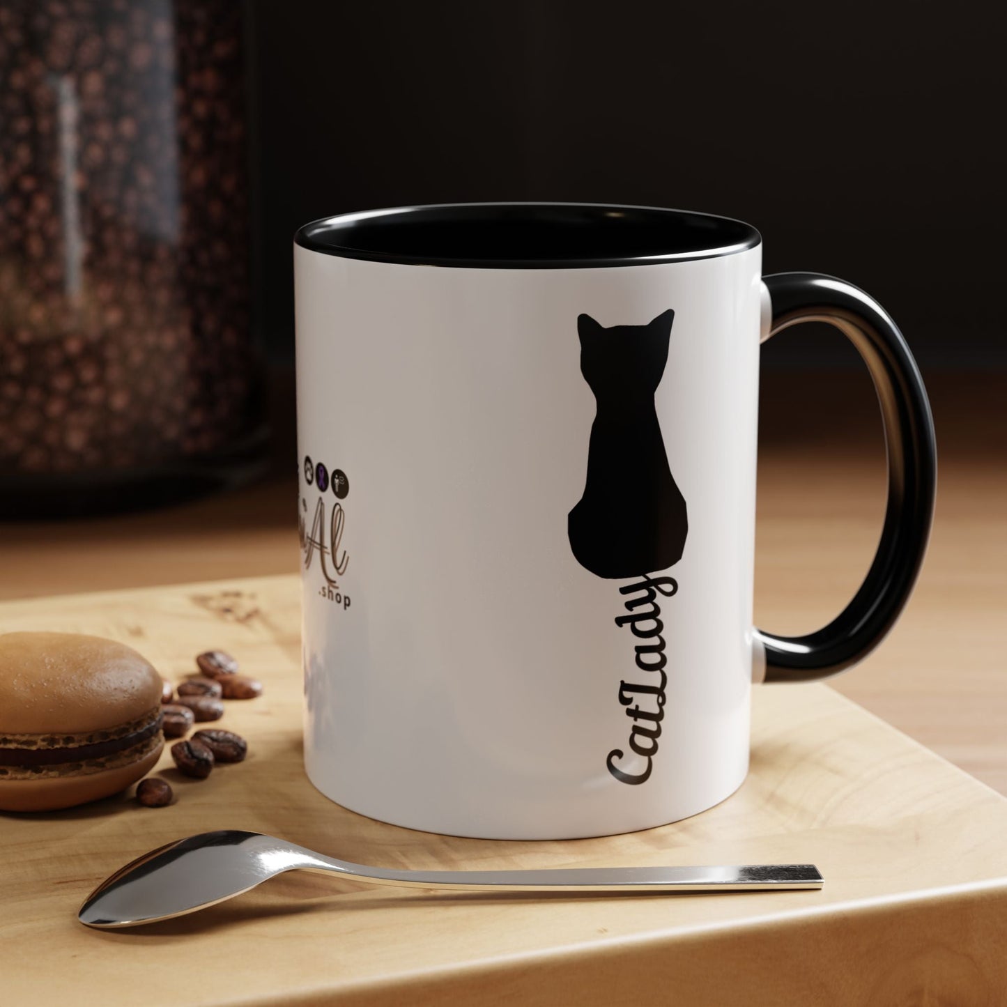 Taza de café Cursive Tail Cat Lady