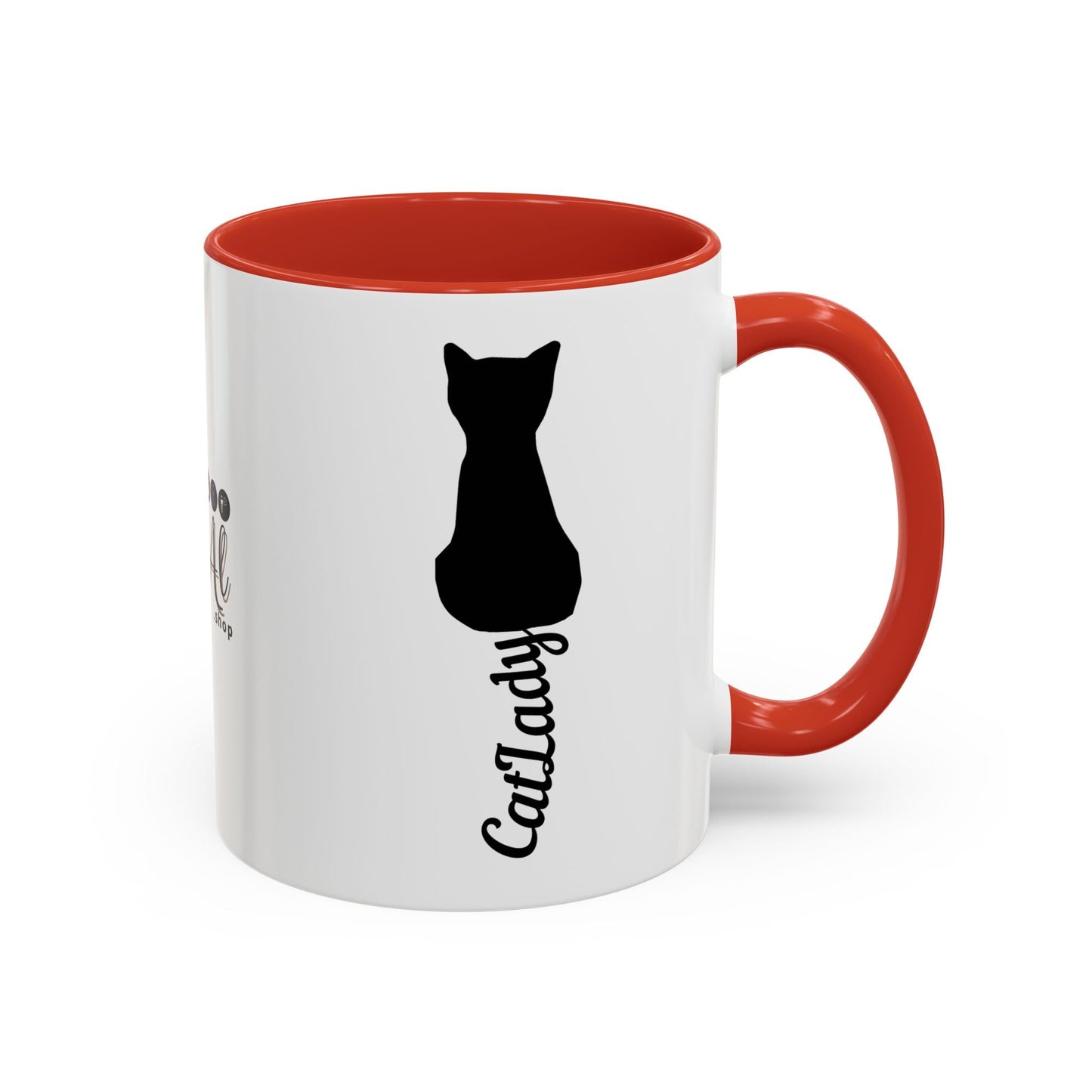 Taza de café Cursive Tail Cat Lady