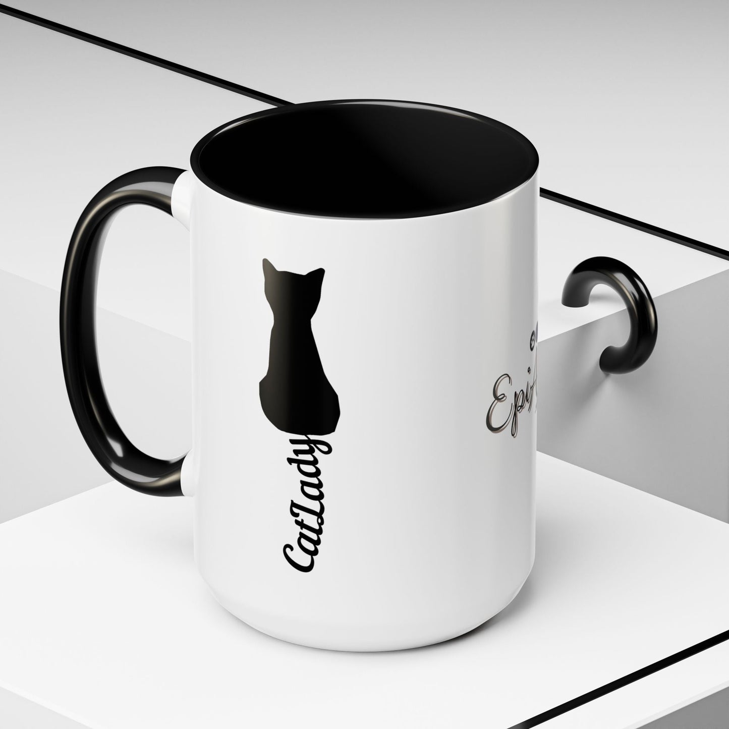 Taza de café Cursive Tail Cat Lady