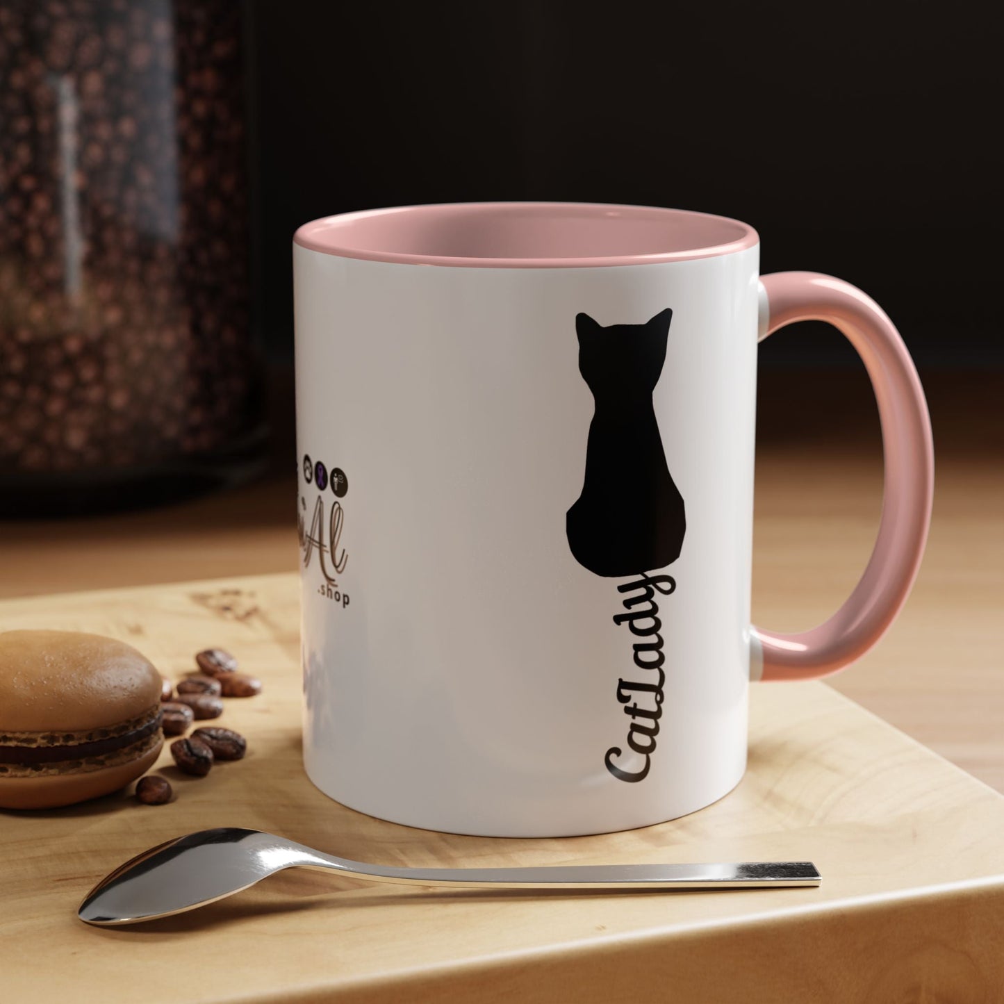 Taza de café Cursive Tail Cat Lady