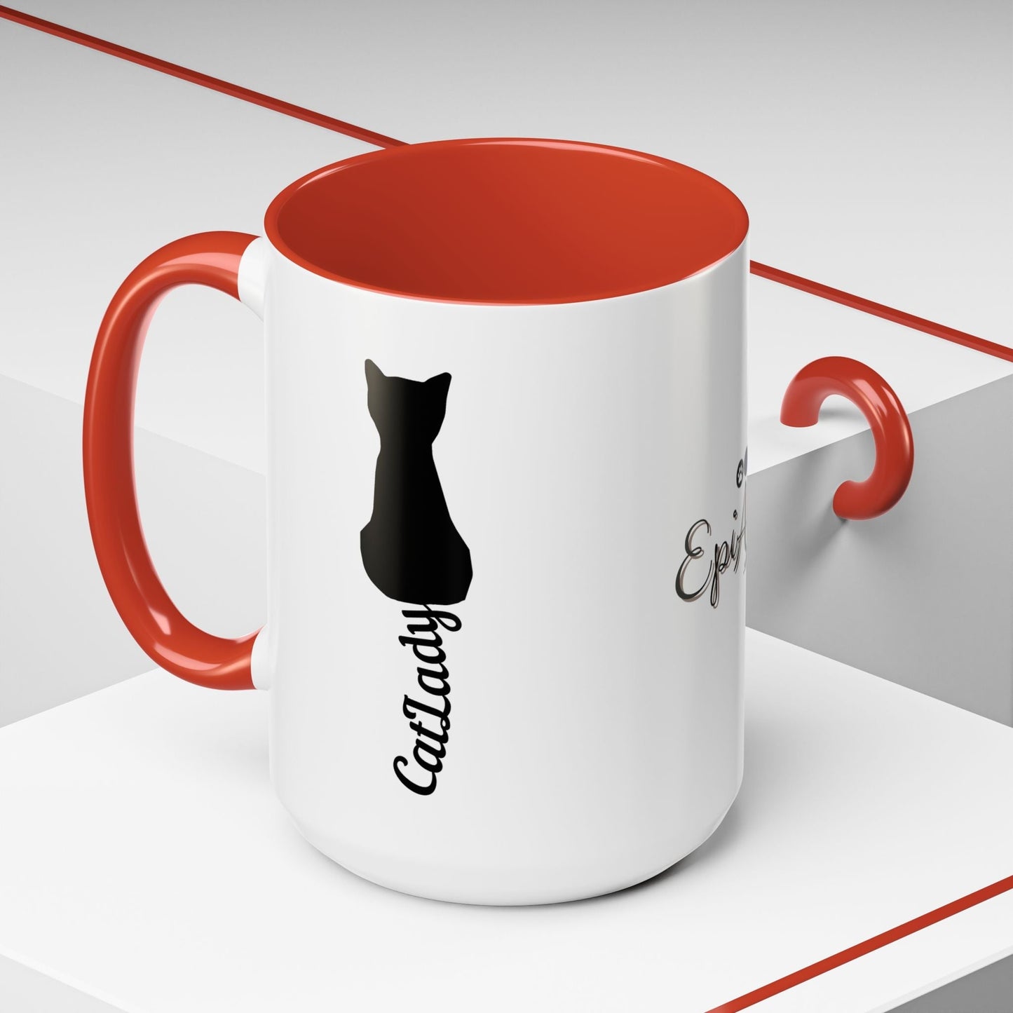 Taza de café Cursive Tail Cat Lady