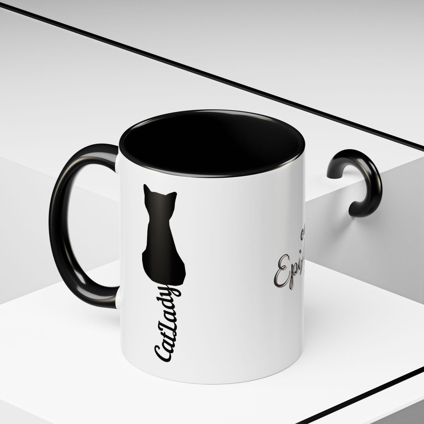 Taza de café Cursive Tail Cat Lady