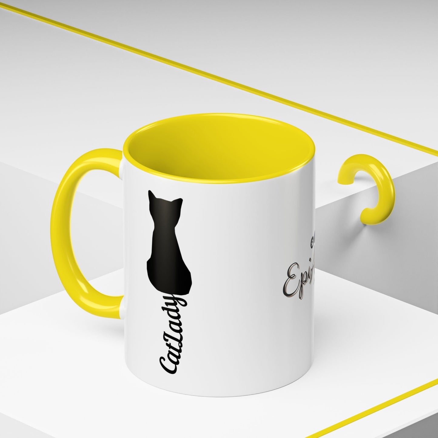 Taza de café Cursive Tail Cat Lady
