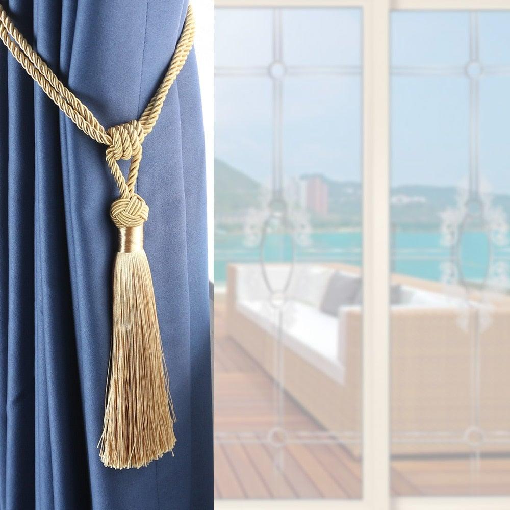 Cortinas Elegantes con Sujetadores Decorativos y Borlas