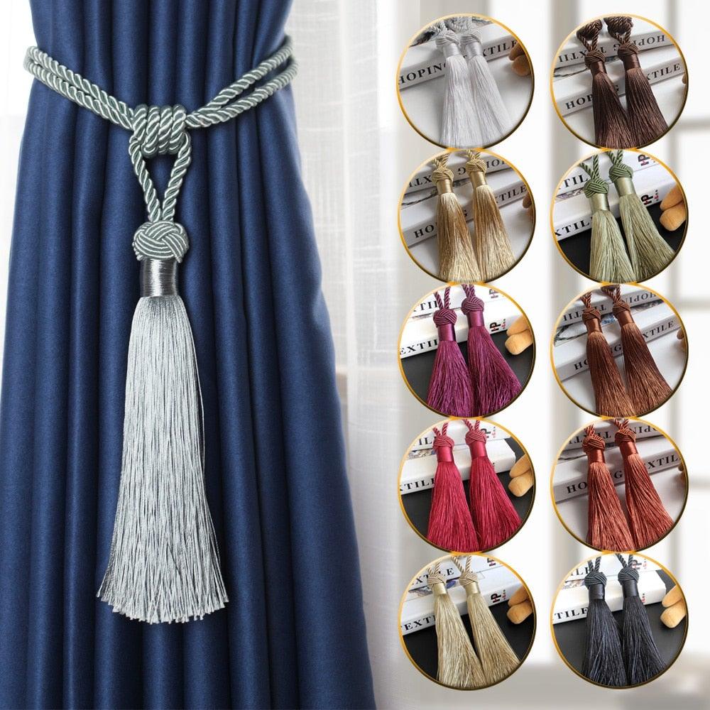 Cortinas Elegantes con Sujetadores Decorativos y Borlas