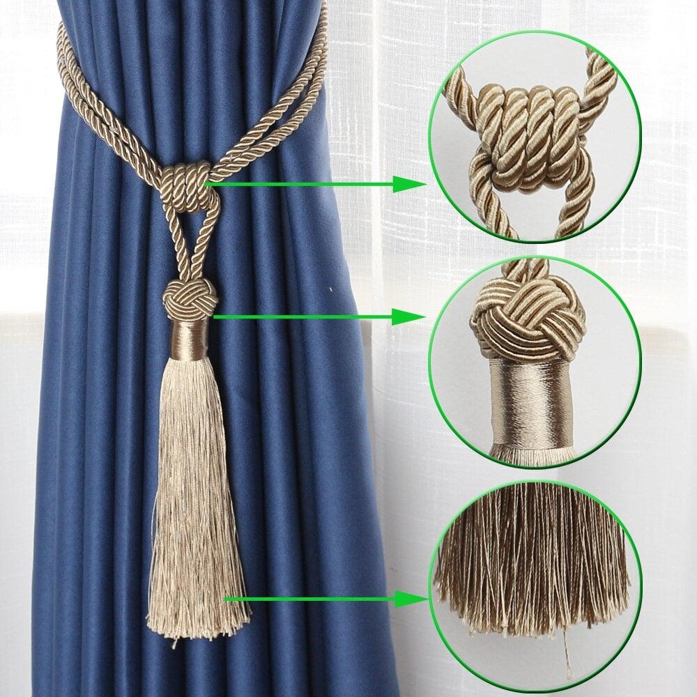 Cortinas Elegantes con Sujetadores Decorativos y Borlas