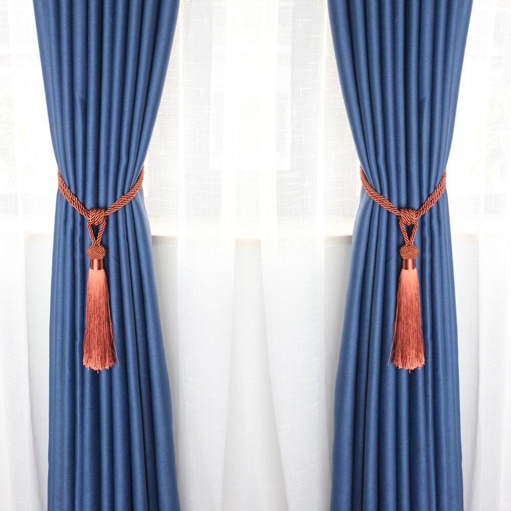 Cortinas Elegantes con Sujetadores Decorativos y Borlas