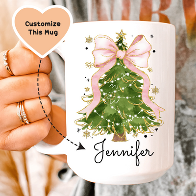 Custom Christmas Tree Bow Mug