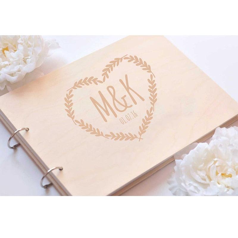 Libro de visitas y álbum de fotos de boda con grabado personalizado de árbol de roble