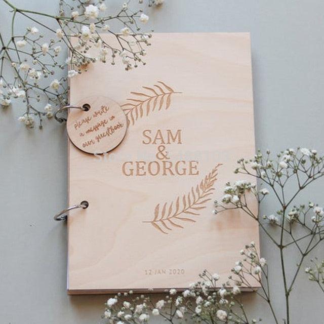 Libro de visitas y álbum de fotos de boda con grabado personalizado de árbol de roble