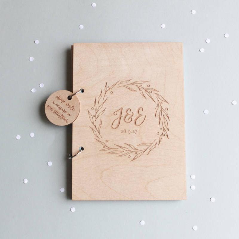 Libro de visitas y álbum de fotos de boda con grabado personalizado de árbol de roble