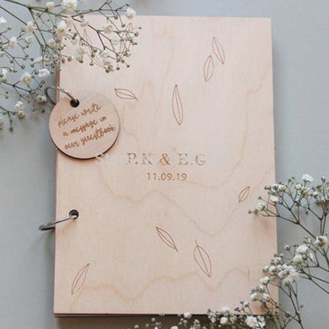 Libro de visitas y álbum de fotos de boda con grabado personalizado de árbol de roble