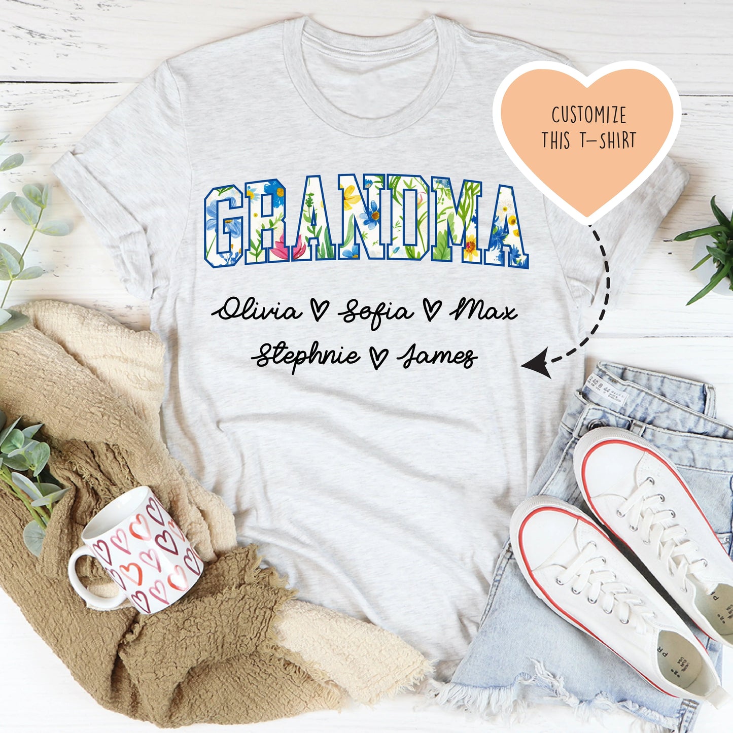 T-shirt Personnalisé pour Mamie - Célébrez les Liens Familiaux