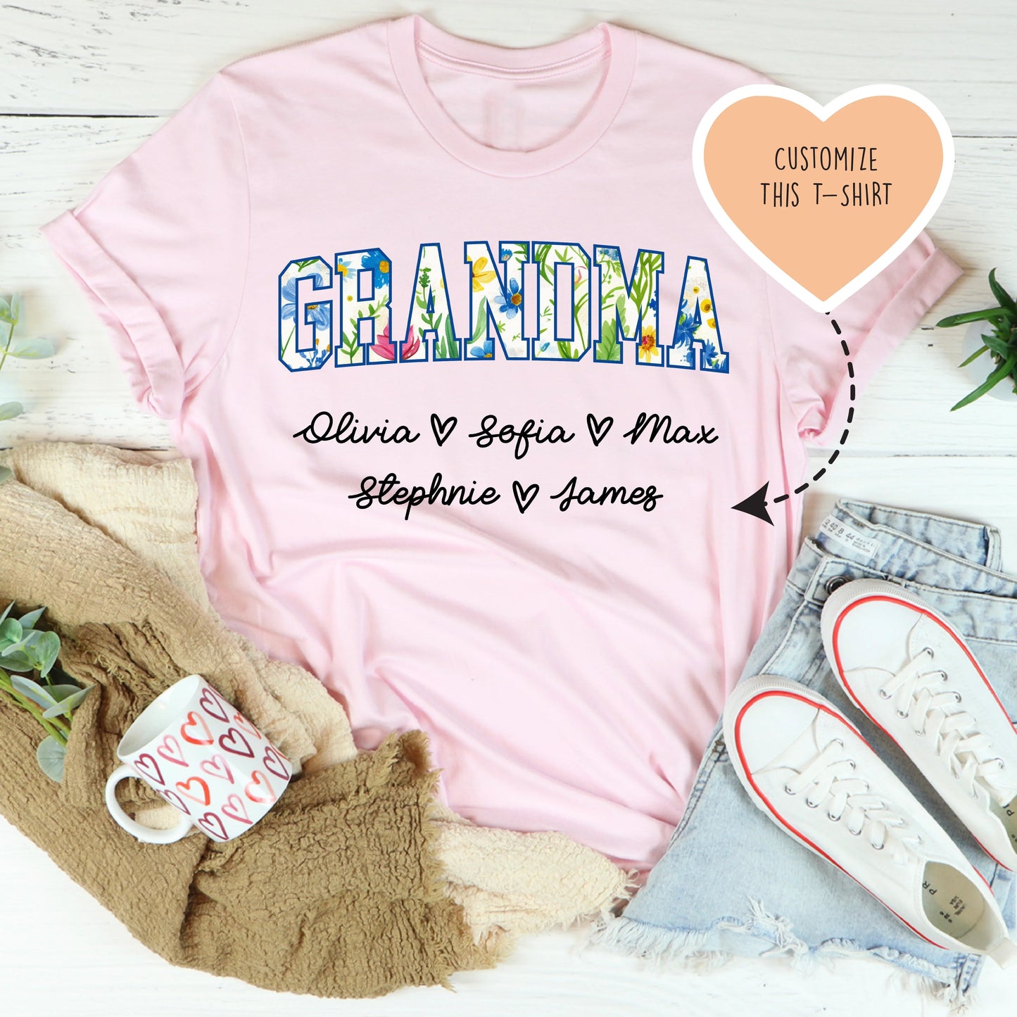 T-shirt Personnalisé pour Mamie - Célébrez les Liens Familiaux