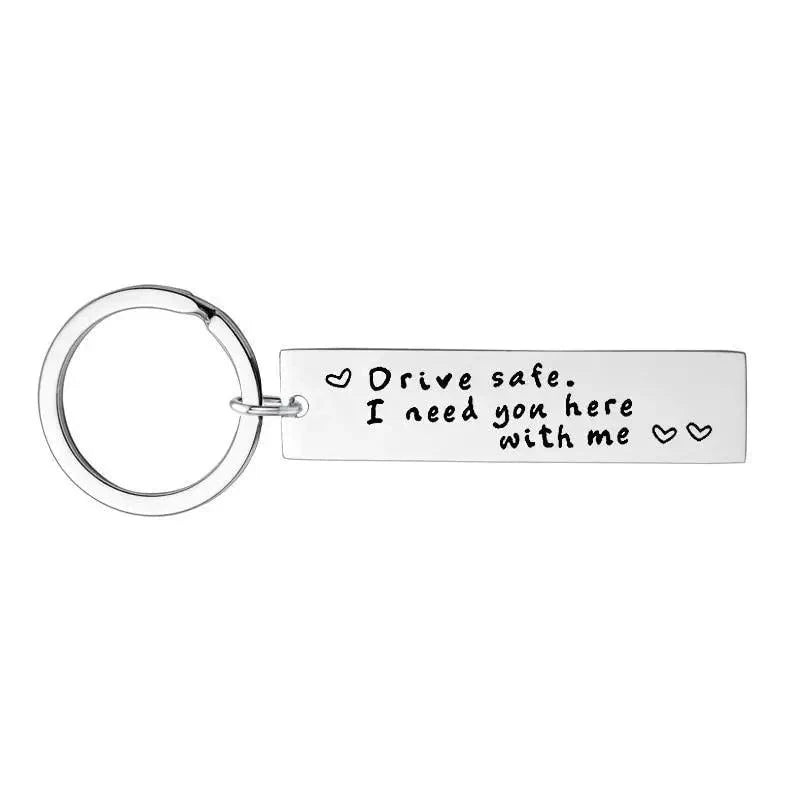 Elegant Black Stainless Steel Drive Safe Keychain Gift