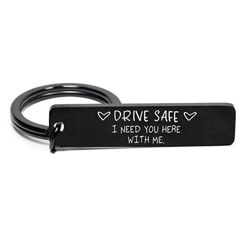 Elegant Black Stainless Steel Drive Safe Keychain Gift