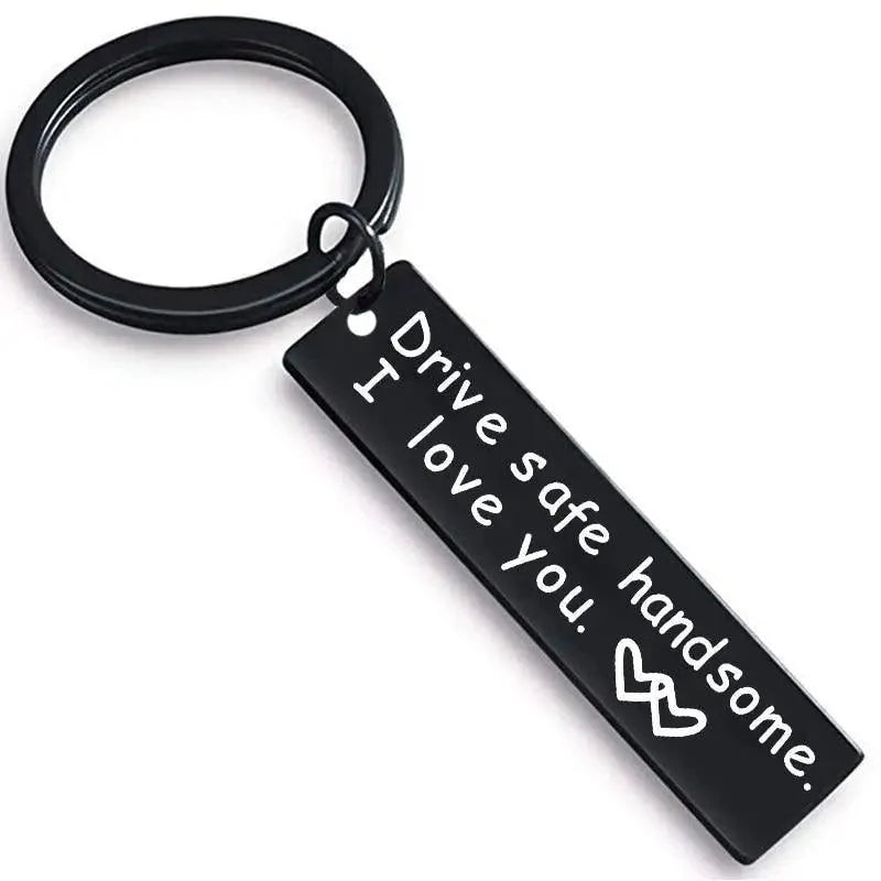 Elegant Black Stainless Steel Drive Safe Keychain Gift
