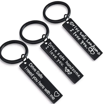 Elegant Black Stainless Steel Drive Safe Keychain Gift