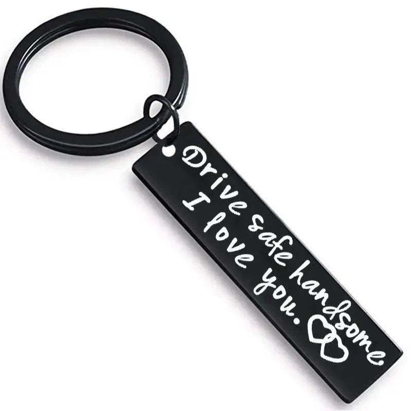 Elegant Black Stainless Steel Drive Safe Keychain Gift