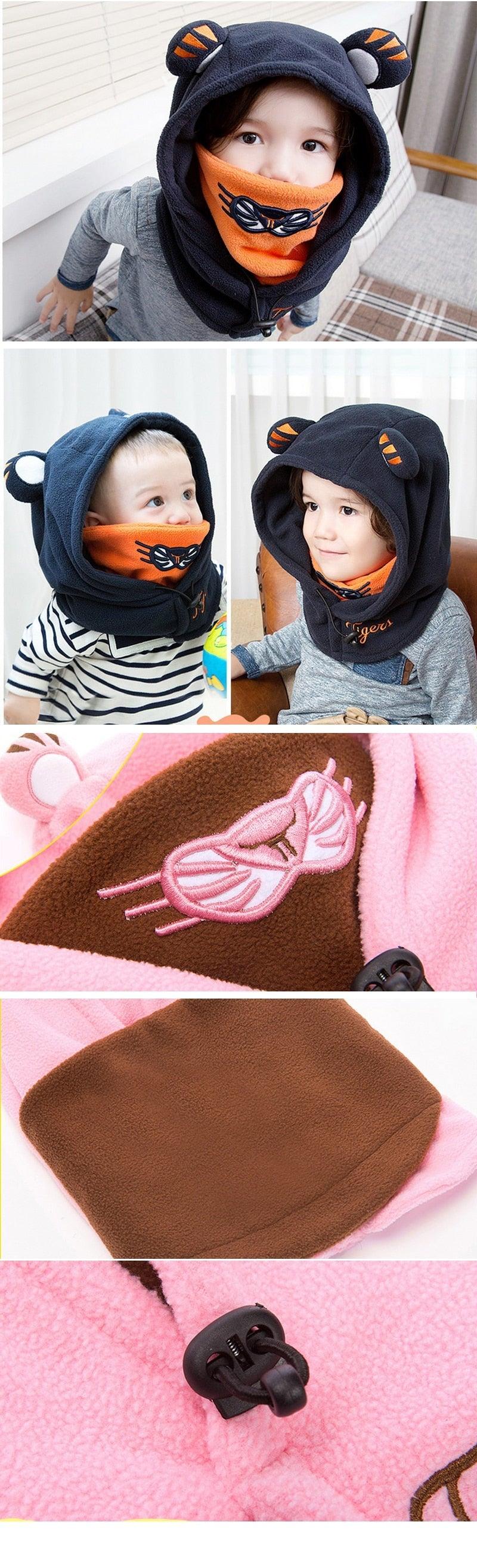 Balaclava de Invierno con Oso de Caricatura para Niños