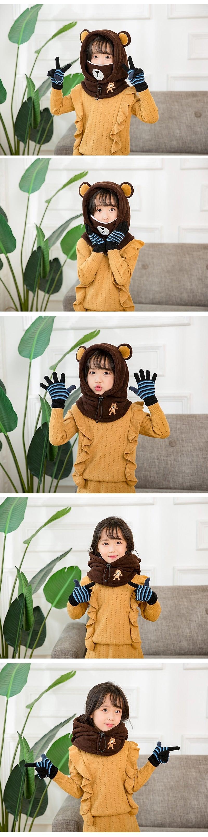 Balaclava de Invierno con Oso de Caricatura para Niños