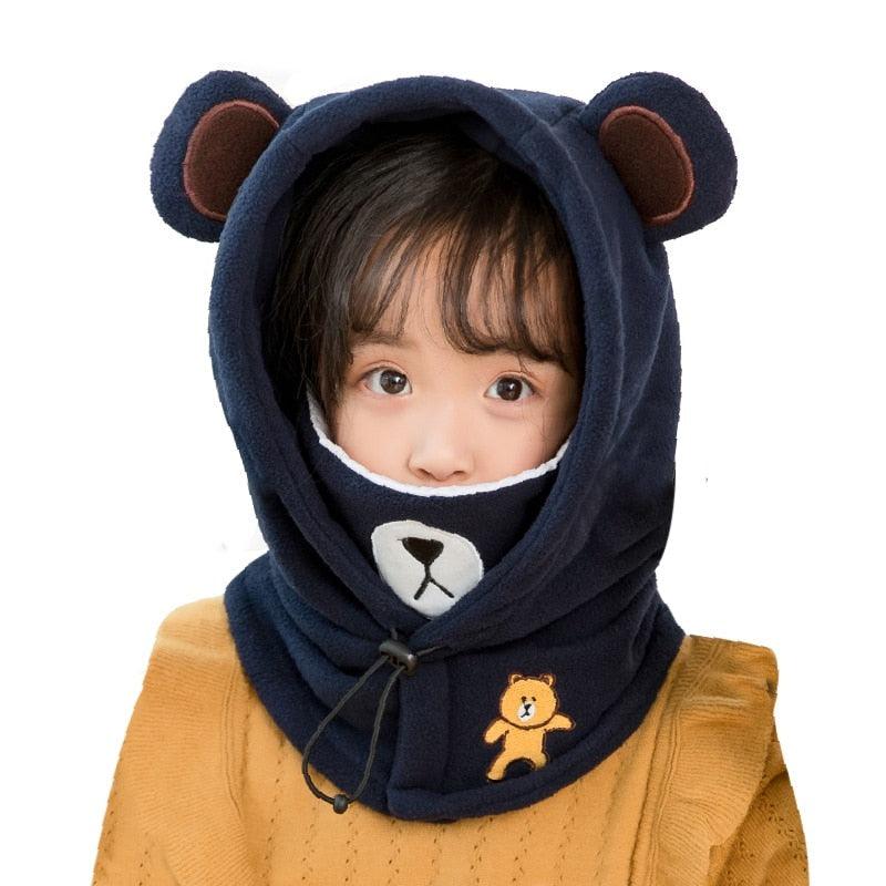 Balaclava de Invierno con Oso de Caricatura para Niños