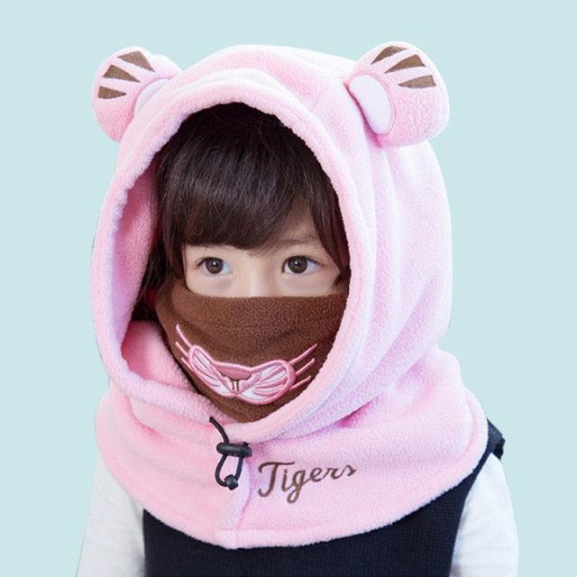 Balaclava de Invierno con Oso de Caricatura para Niños
