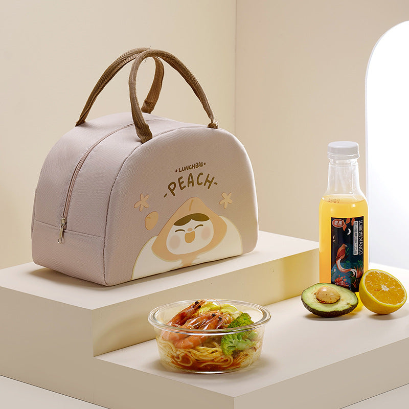 Cute cartoon thick lunch bag large capacity portable insulation bag hand-held lunch bag Oxford cloth lunch box bag - Korvel