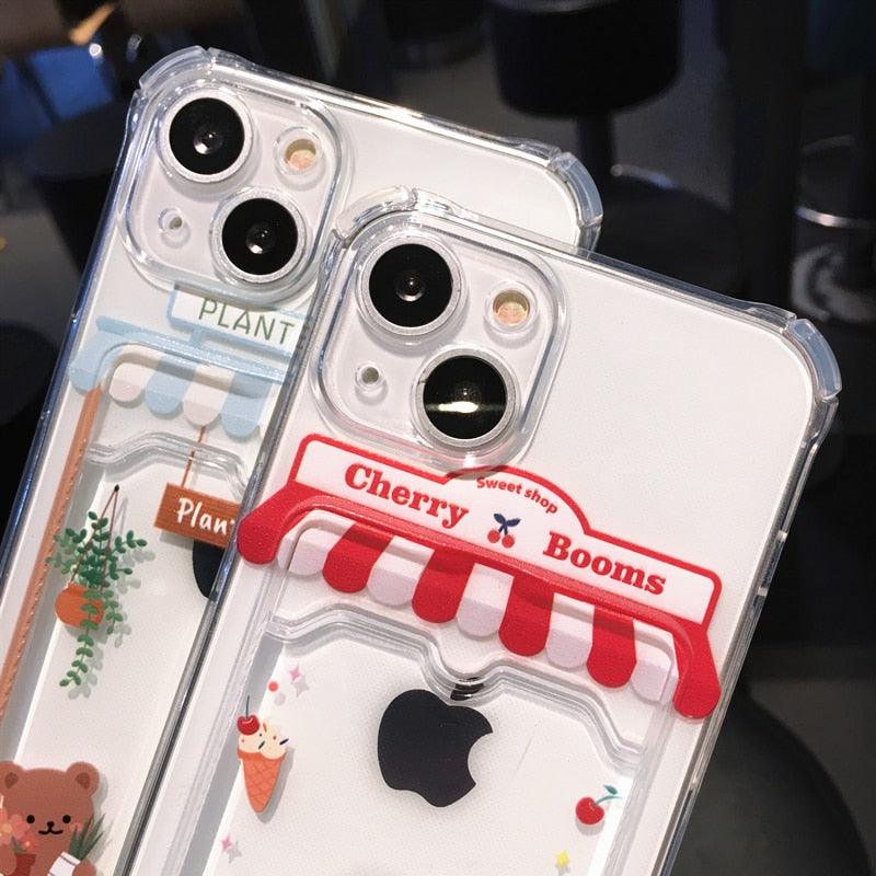 Adorable Cartoon-Themed Wallet Phone Case for iPhone 14 Pro Max & More - Shockproof & Stylish - Korvel