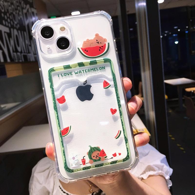 Adorable Cartoon-Themed Wallet Phone Case for iPhone 14 Pro Max & More - Shockproof & Stylish - Korvel