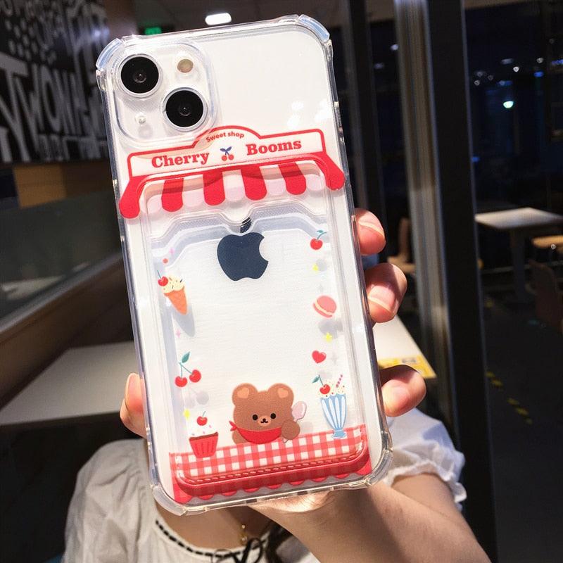 Adorable Cartoon-Themed Wallet Phone Case for iPhone 14 Pro Max & More - Shockproof & Stylish - Korvel