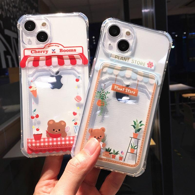 Adorable Cartoon-Themed Wallet Phone Case for iPhone 14 Pro Max & More - Shockproof & Stylish - Korvel