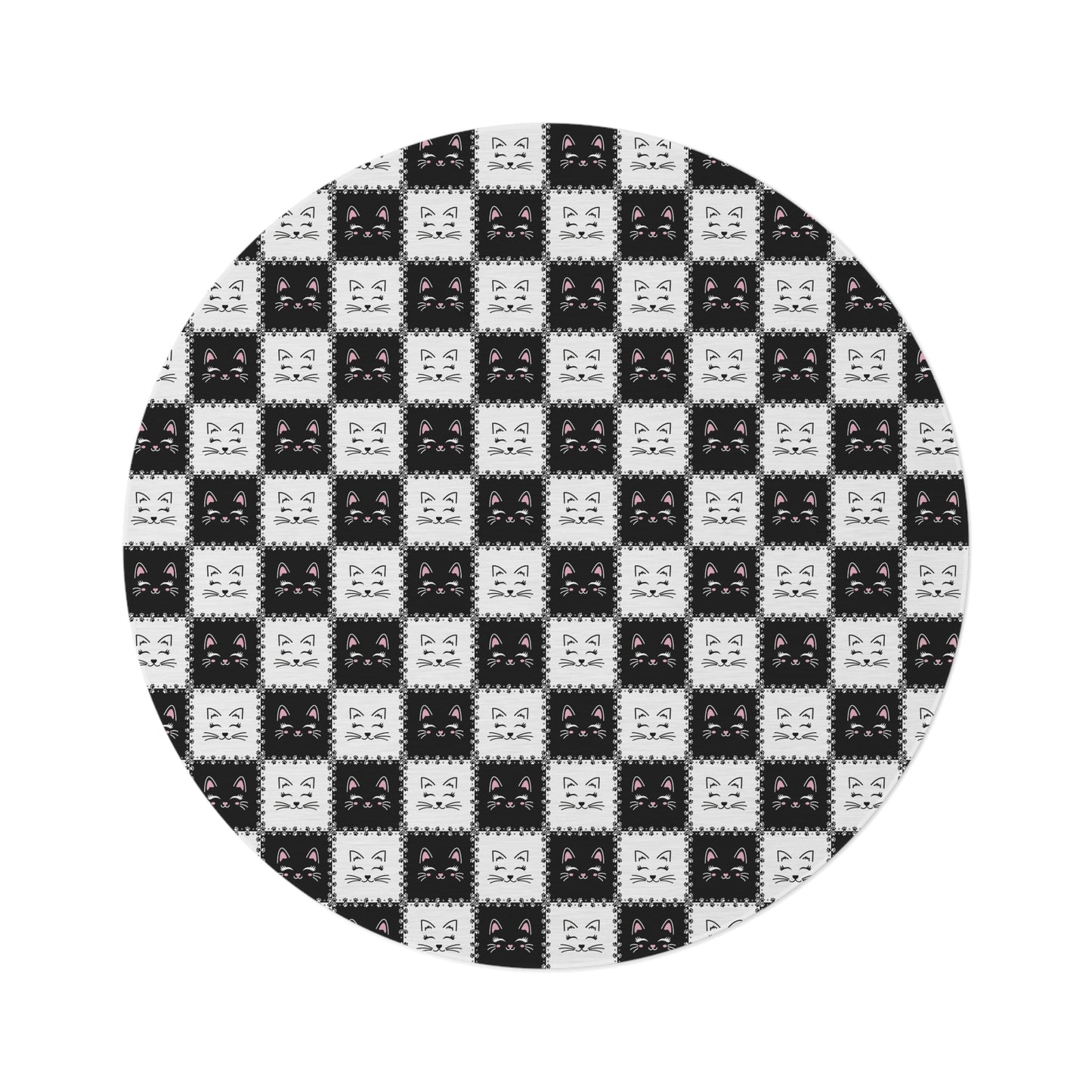Tapis Rond Visages de Chats Mignons | Décor Cozy pour Amateurs de Chats