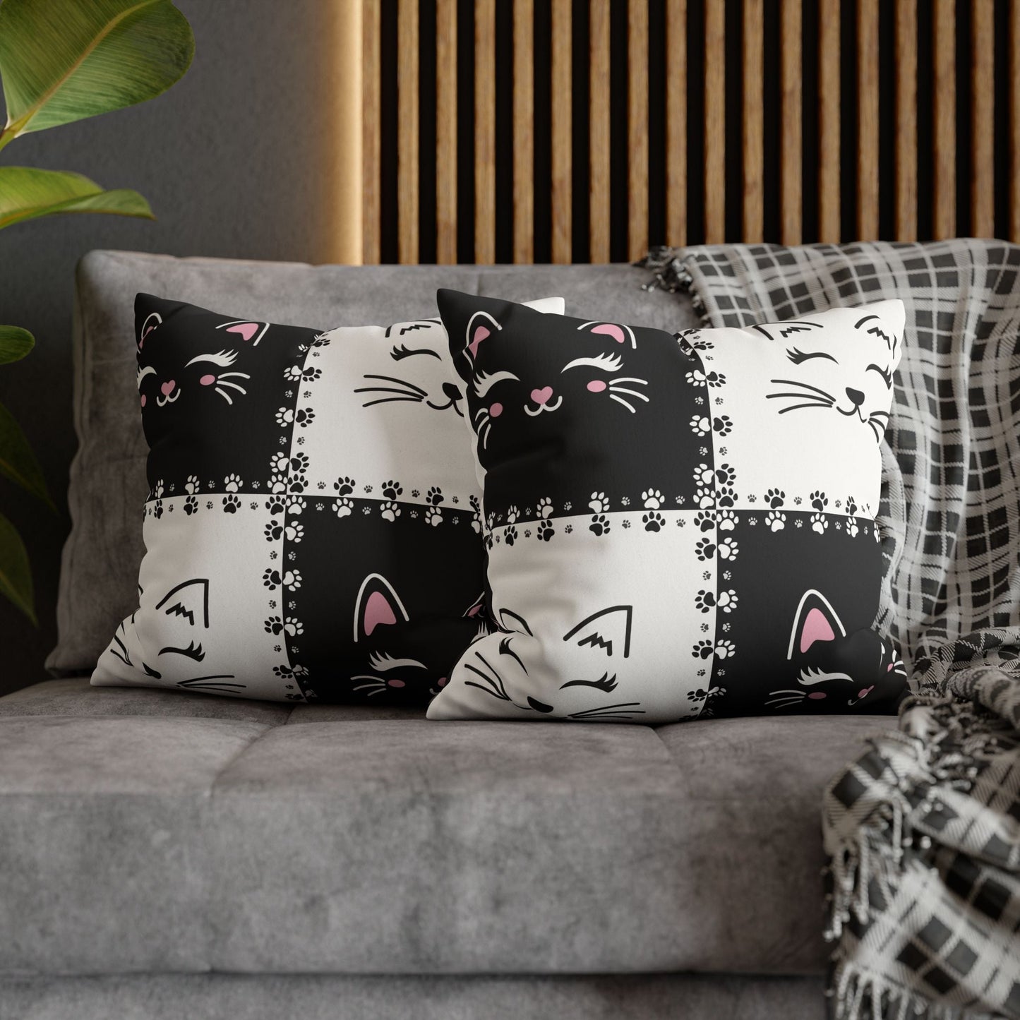 Housse de coussin en faux suède de chat mignon - Parfaite pour les amoureux des chats