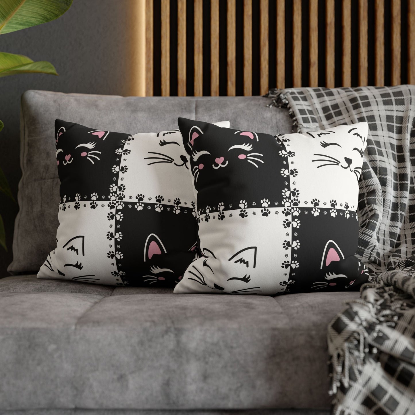 Housse de coussin en faux suède de chat mignon - Parfaite pour les amoureux des chats