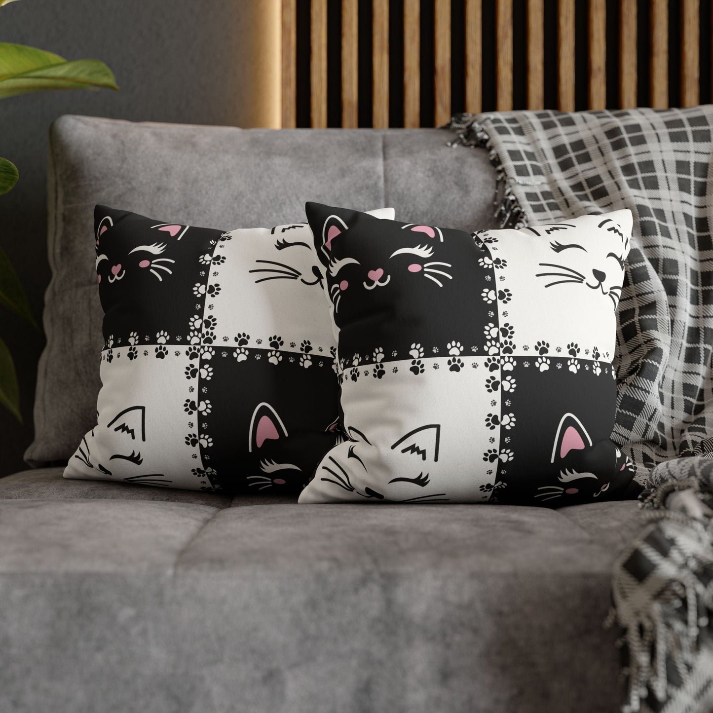 Housse de coussin en faux suède de chat mignon - Parfaite pour les amoureux des chats