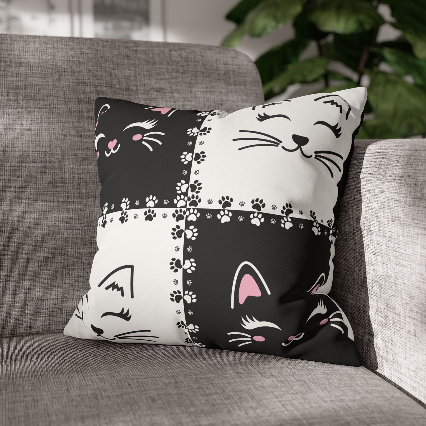 Housse de coussin en faux suède de chat mignon - Parfaite pour les amoureux des chats
