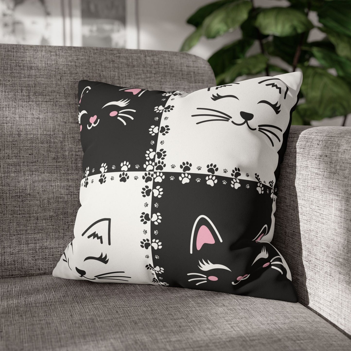 Housse de coussin en faux suède de chat mignon - Parfaite pour les amoureux des chats