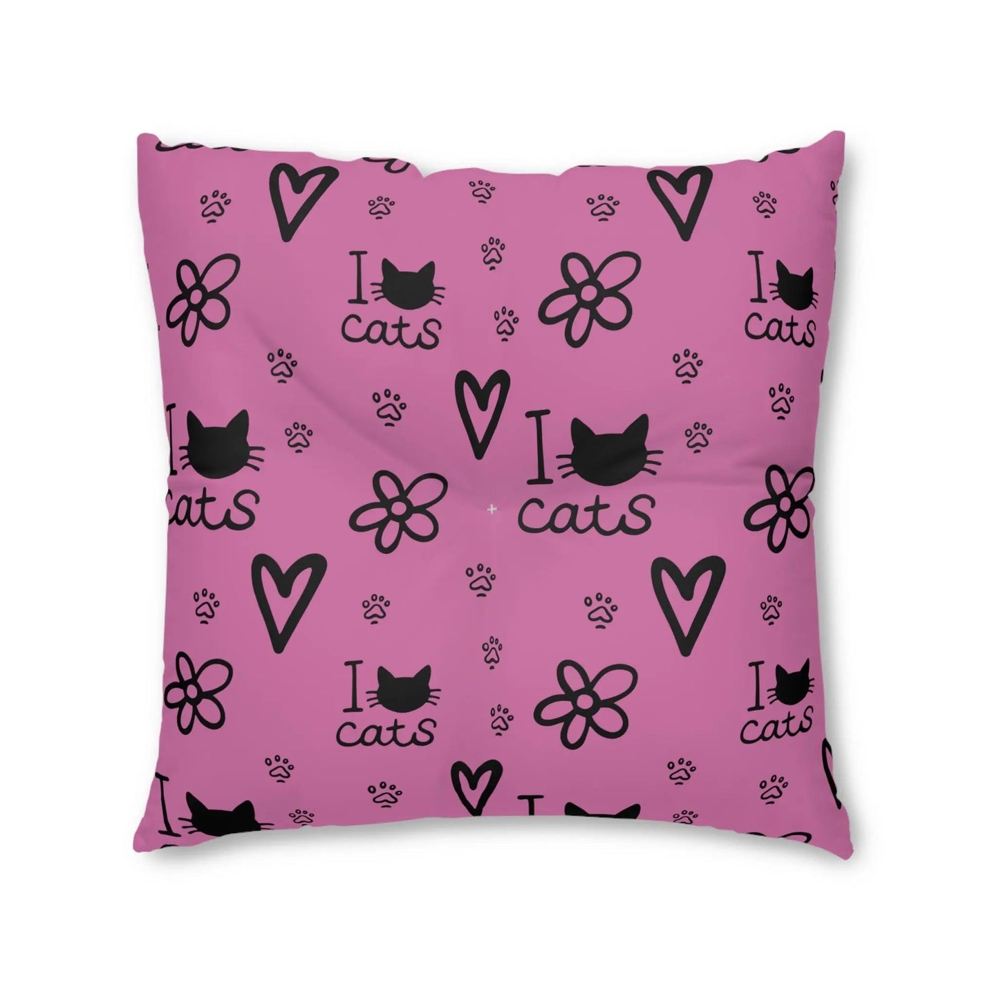 Cute Cat Lover Tufted Floor Pillow - I Love Cats Design
