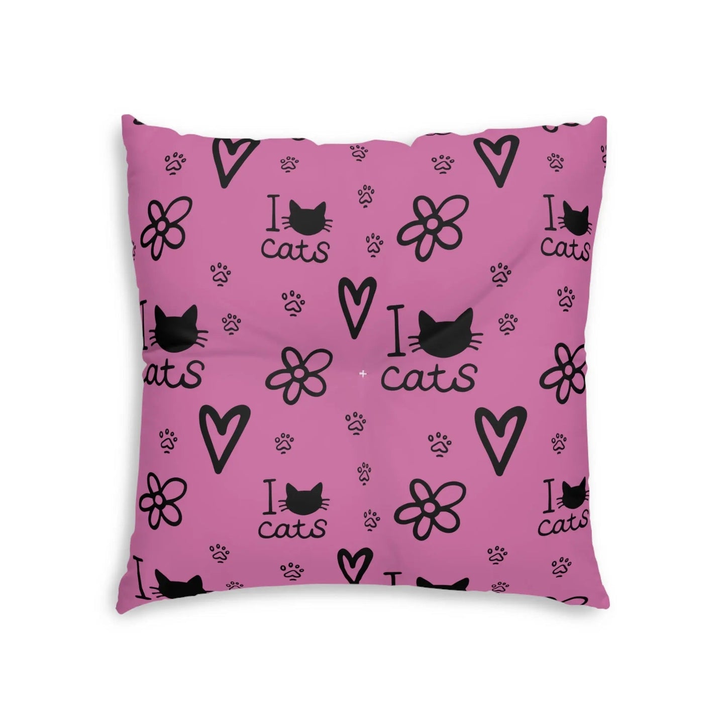 Cute Cat Lover Tufted Floor Pillow - I Love Cats Design