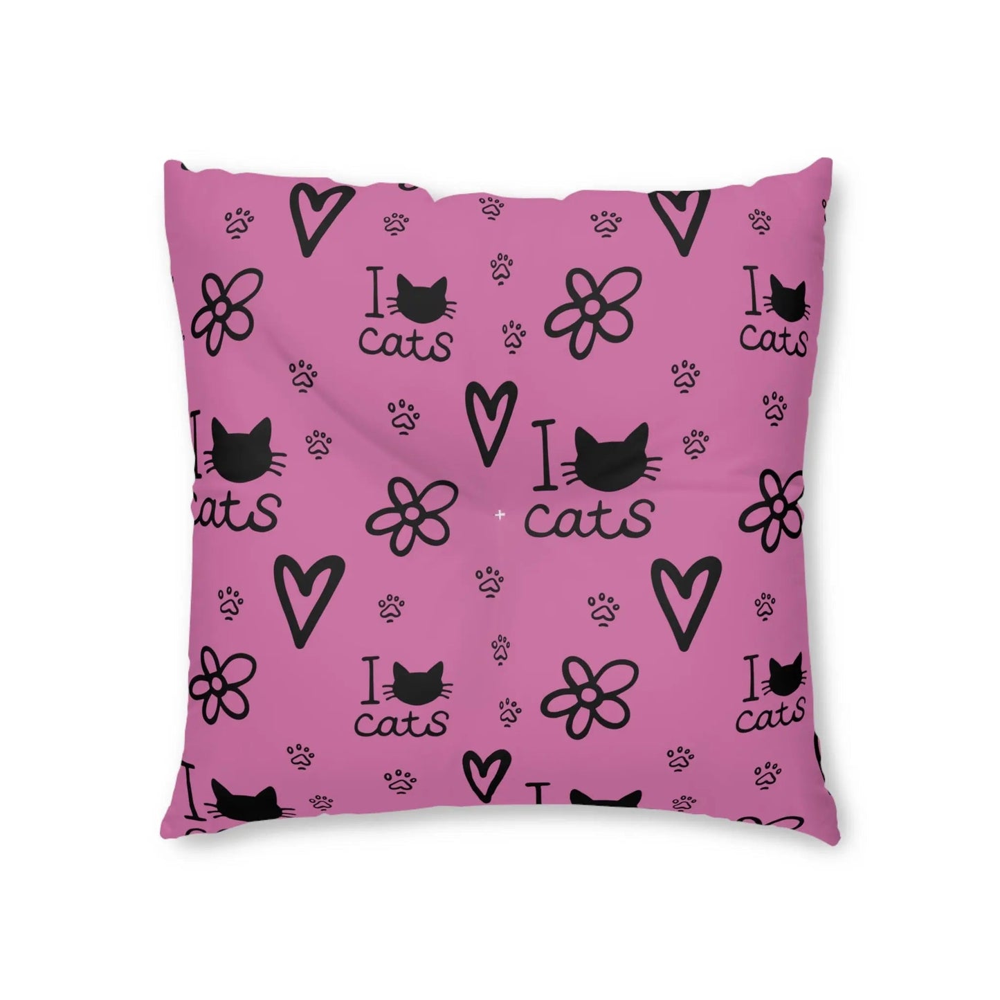 Cute Cat Lover Tufted Floor Pillow - I Love Cats Design