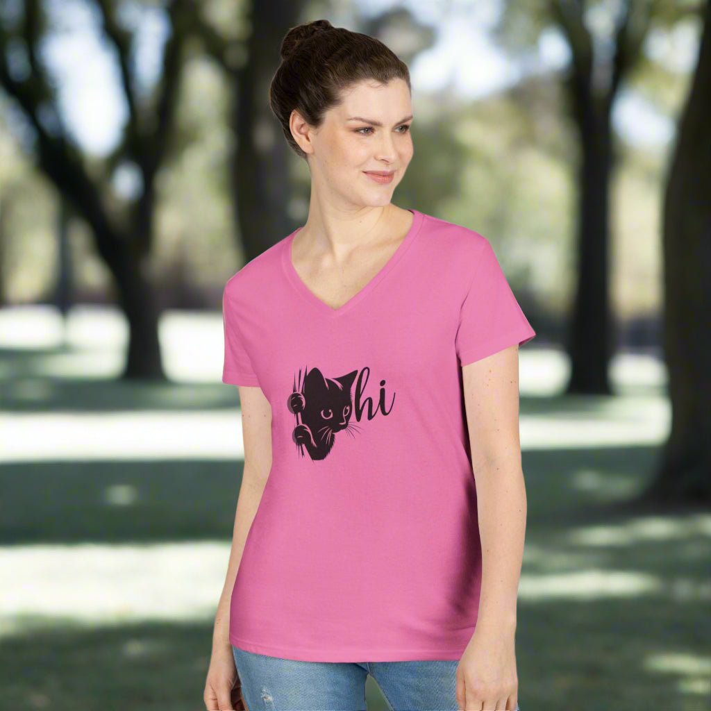 Charming Cat Lovers V-Neck Tee - Perfect Casual Wear - Korvel